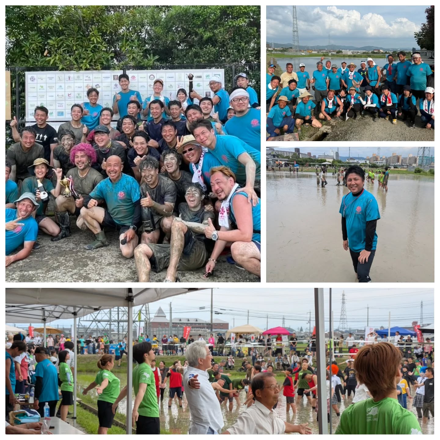 本日は第6回向島たんぼラグビーが開催されました！
くもりの天気予報でしたが、しっかり暑い日になり、たんぼラグビー日和でした✨️
たくさんの参加者で大賑わいの会場は試合が進むにつれて泥だらけの選手であふれて活気がすごかったです✨️
実行委員として参加させて頂き、充実した日になりました😊
参加された皆様、実行委員をはじめお世話になった皆様、本当にお疲れ様でした！😊